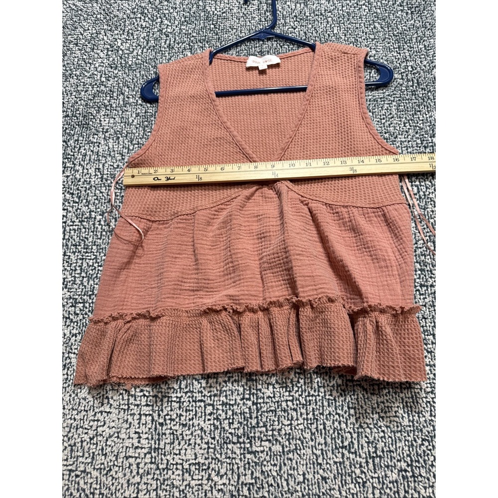 Pink Rose Women's Size Large Waffle Knit Babydoll Tank Top - Picture 10 of 12